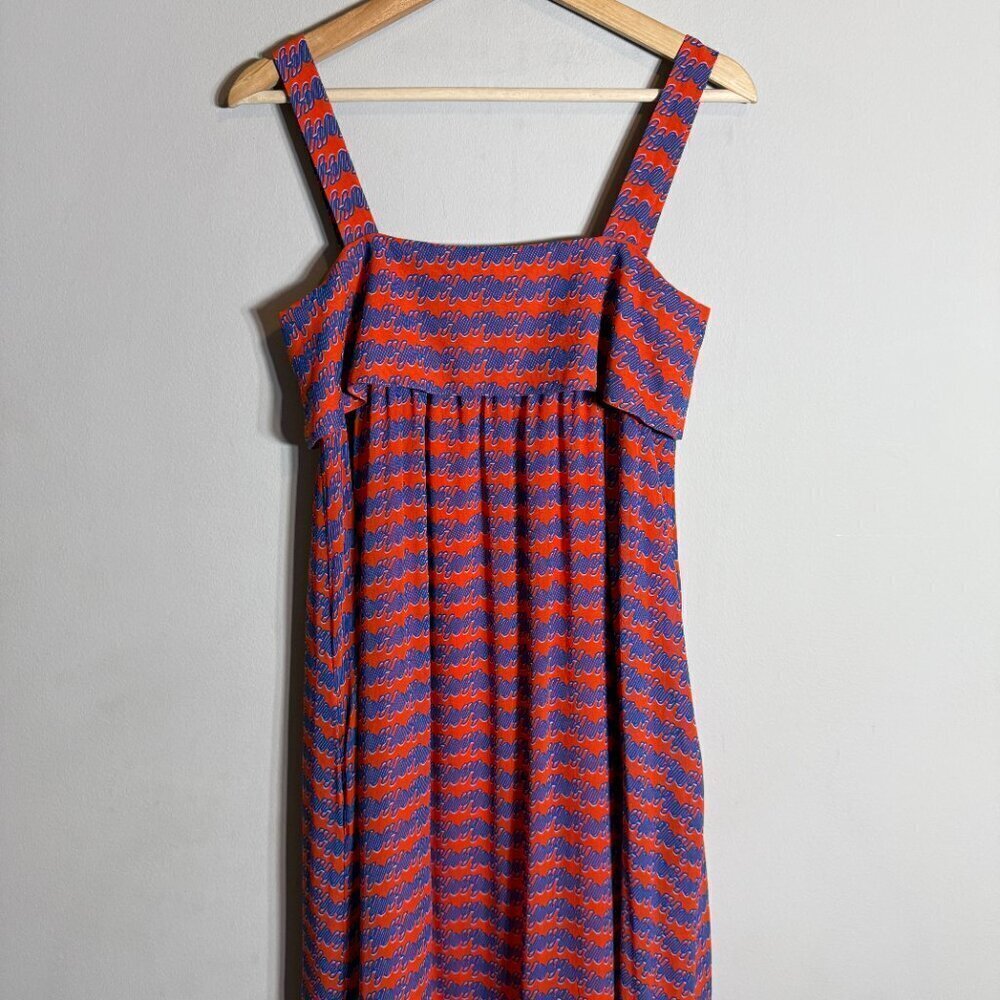 NWOT Opening Ceremony 100% Silk Patterned Tent Maxi Dress Women's 0 Orange Flowy - Picture 11 of 16